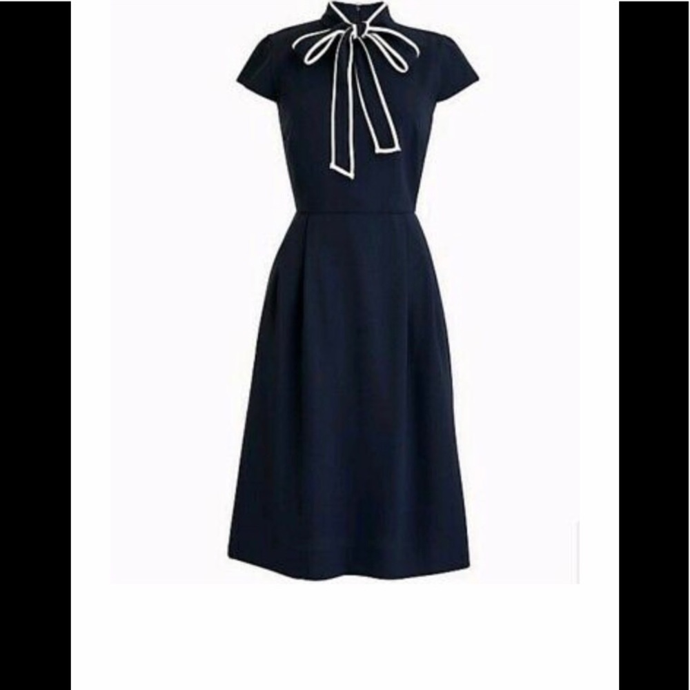 J. Crew Navy bow tie neck dress Size 8